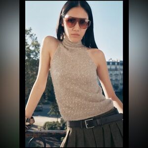 Zara beaded knit top